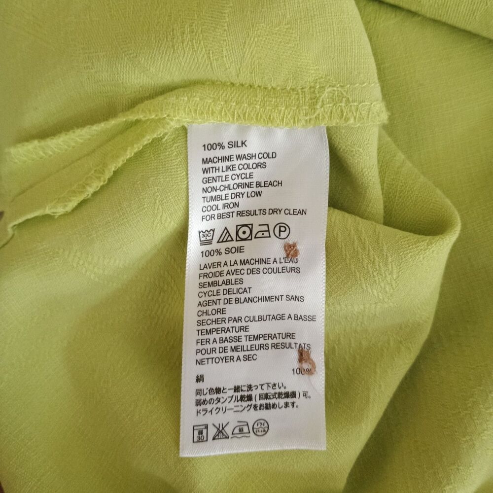 Tommy Bahama Silk Camp Shirt Mens Sz M Lime Green Hawaiian Floral  Print Aloha - Picture 8 of 9